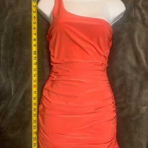 Elegant One-Shoulder Orange Dress